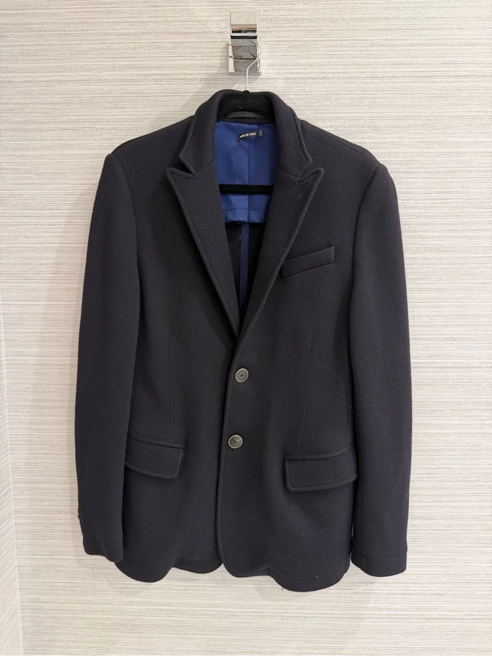 Giorgio Armani Navy Knit Two-Button Blazer with Blue Lining